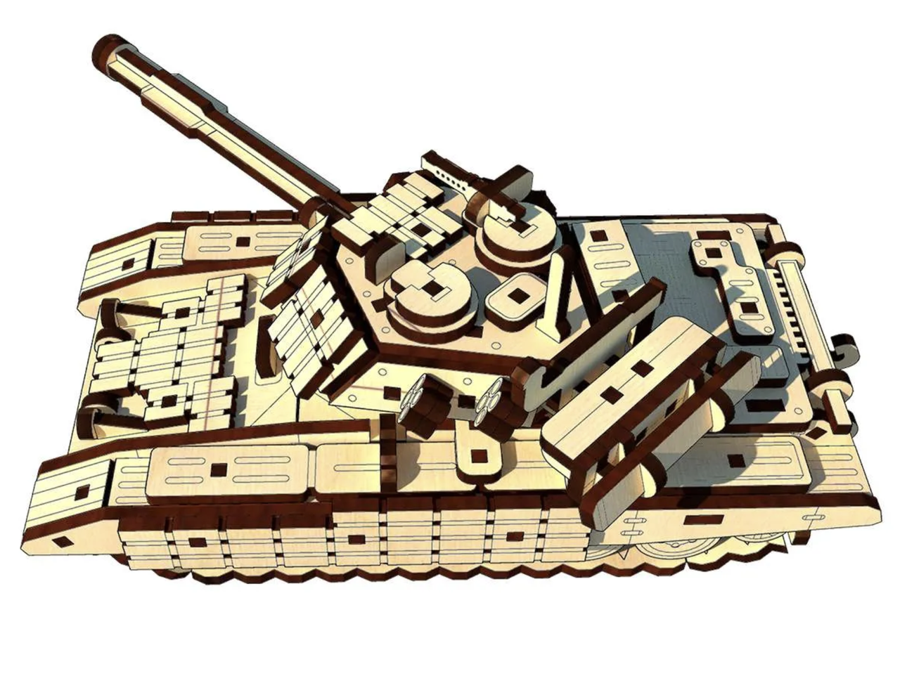 Пазл механічний з дерева Pazly 3D Український бойовий Танк Т-64 БВ 208 деталей - фото 4 Пазл механічний з дерева Pazly 3D Український бойовий Танк Т-64 БВ 208 деталей - фото 4