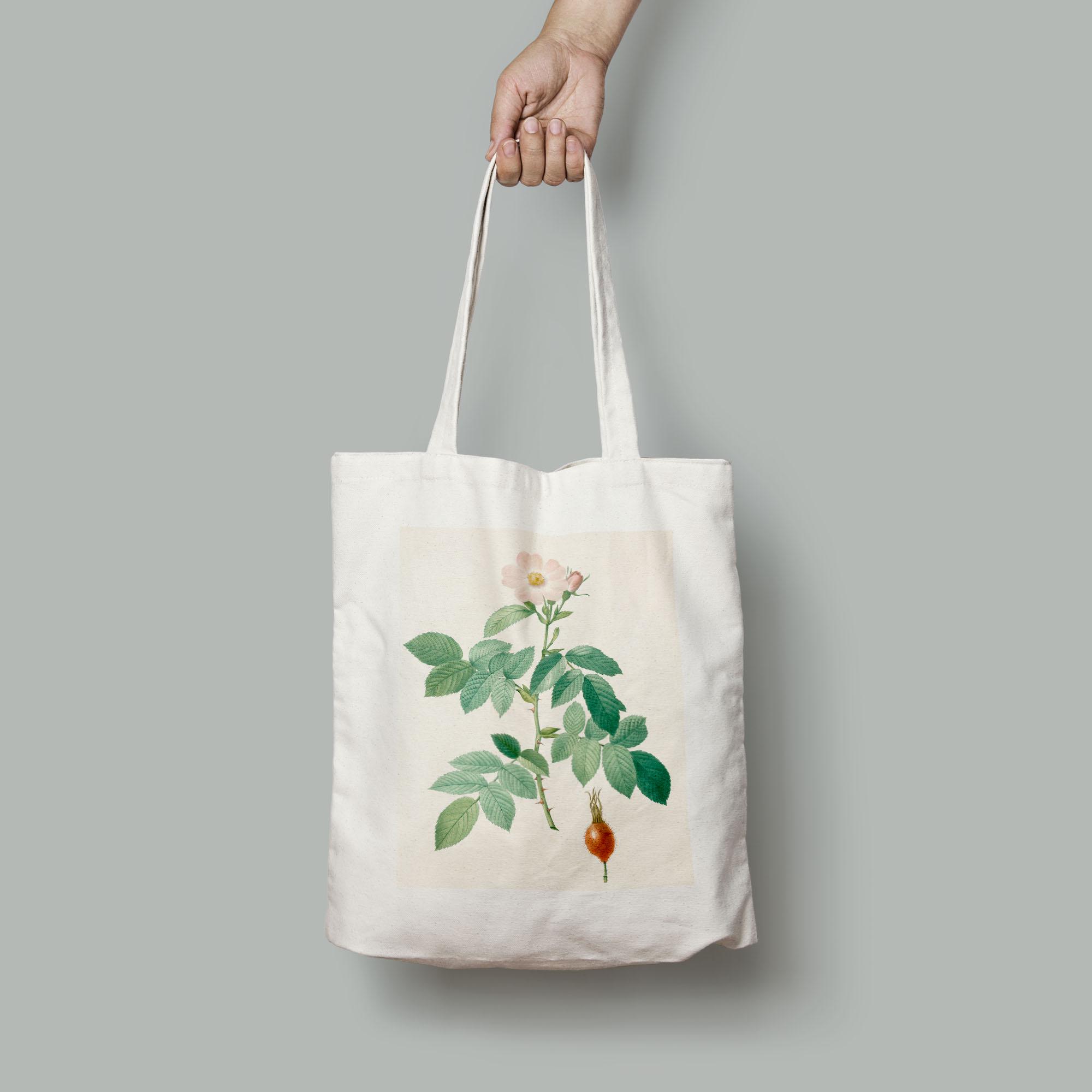 Эко-сумка Винтажный акварельный рисунок сизый шиповник шопер (Flowers1922011_Bag)