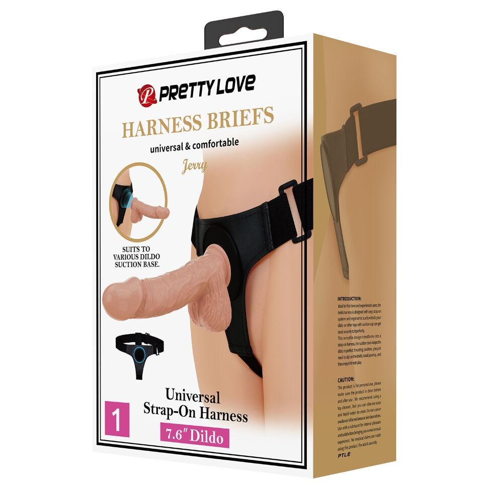 Страпон Pretty Love Harness Briefs Jerry с членом на присоске 7,6" ( 38131582)