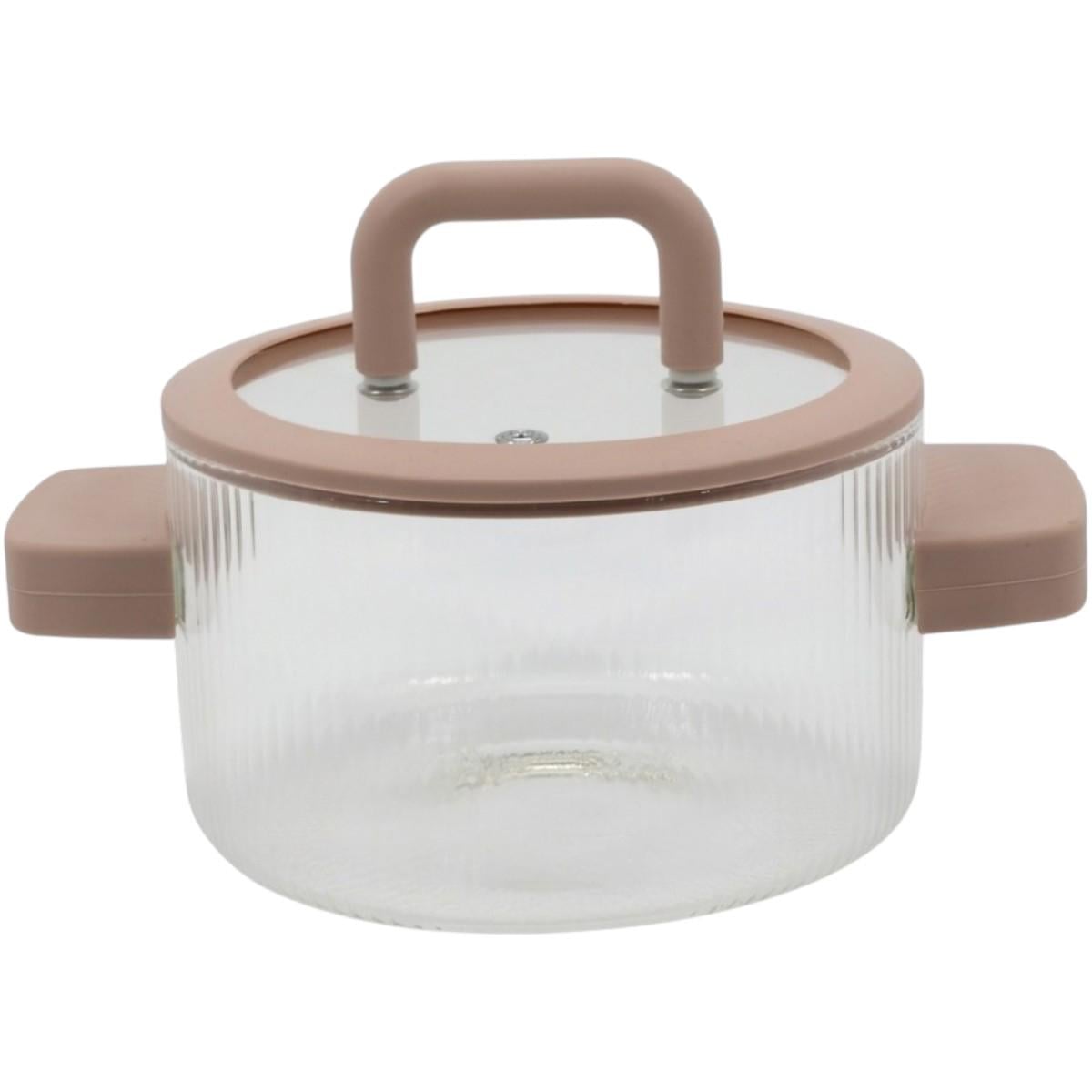 Кастрюля стеклянная с крышкой Handled Glass Pot из термостойкого стекла 1,8 л (1058)
