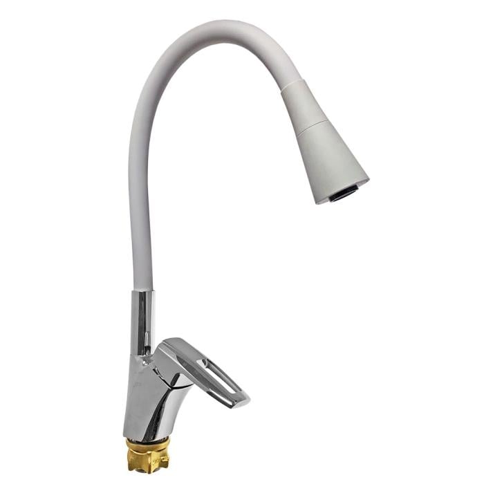 Смеситель для кухни однорычажный Zegor NOF4-F033GY гибкий гусак Серый