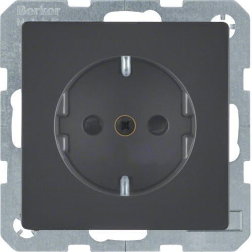 Розетка одинарная Hager Q.x с ж/к 16А/250V Антрацит (28685357)