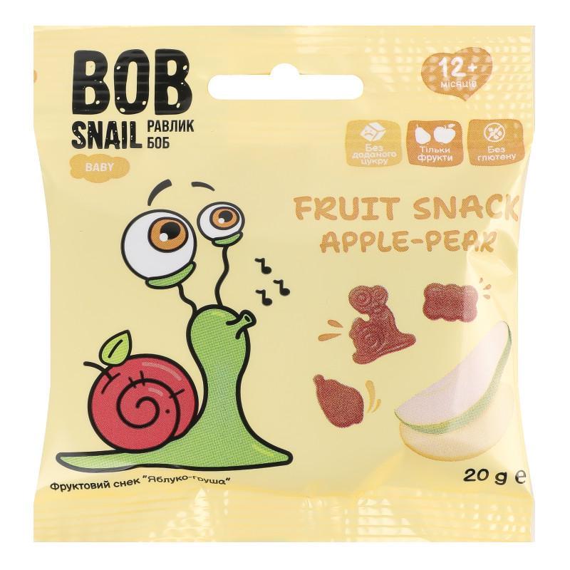 Снек фруктовий для дитячого харчування з 12 місяців Bob snail Яблуко-груша 20 г (4820219347842)