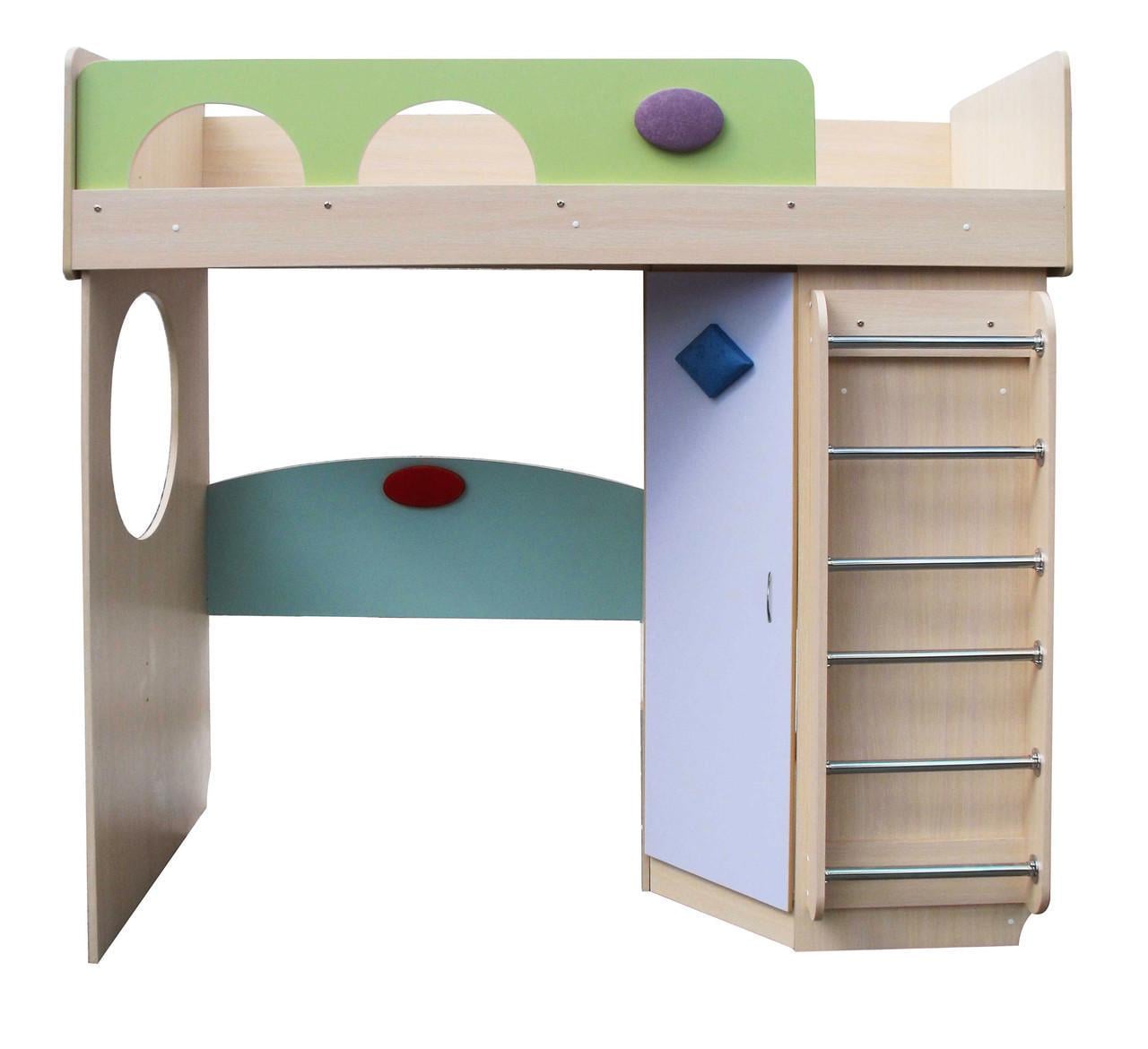 Ліжко-шафа МАКСІ-МЕблі Умка плюс Дуб молочний/Зелена вода/Лаванда (8933)