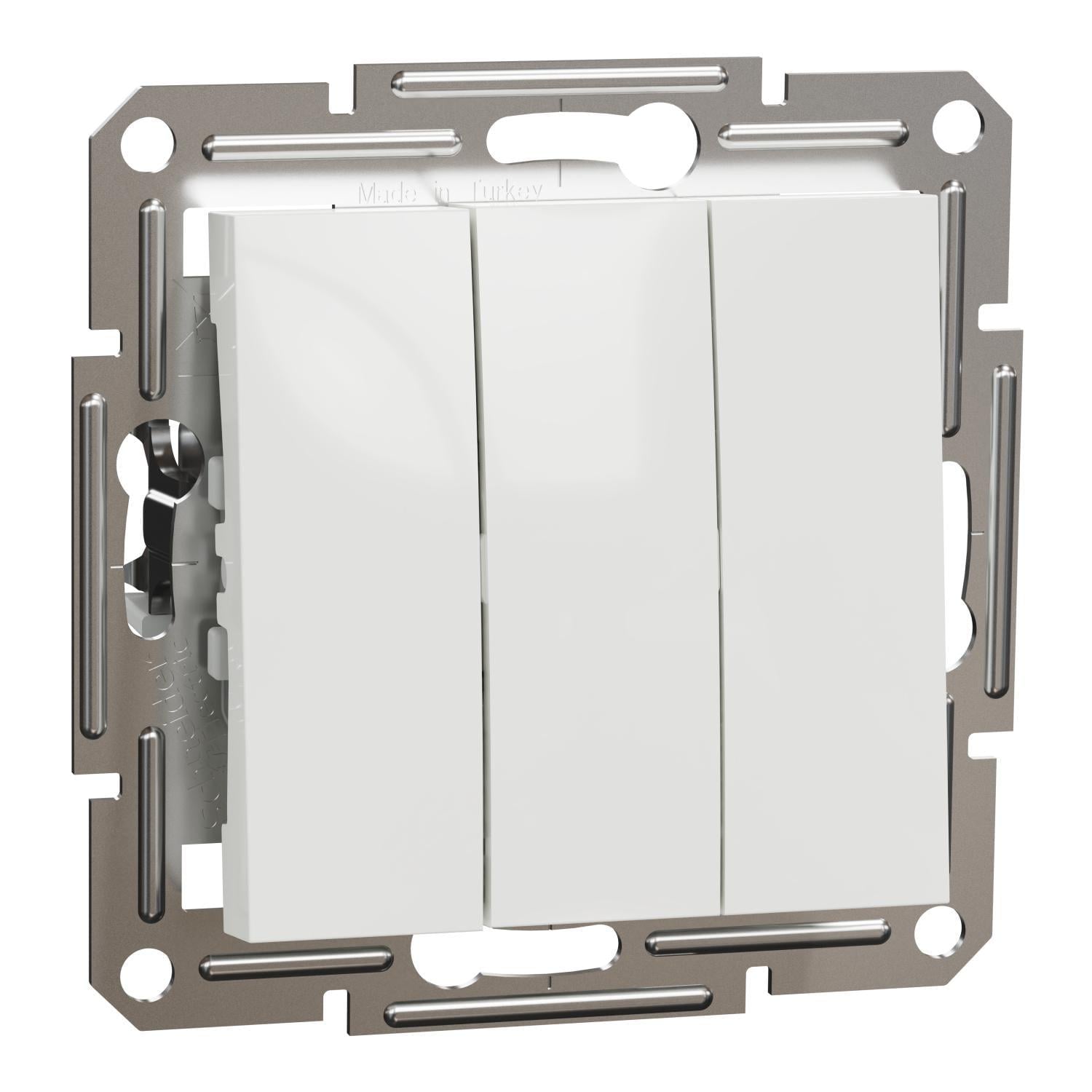 Вимикач триклавішний Schneider Electric Asfora без рамки Білий (EPH2170121) Вимикач триклавішний Schneider Electric Asfora без рамки Білий (EPH2170121)