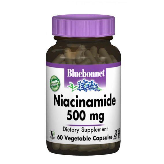 Ніацін Bluebonnet Nutrition Niacinamide 500 мг 60 Caps