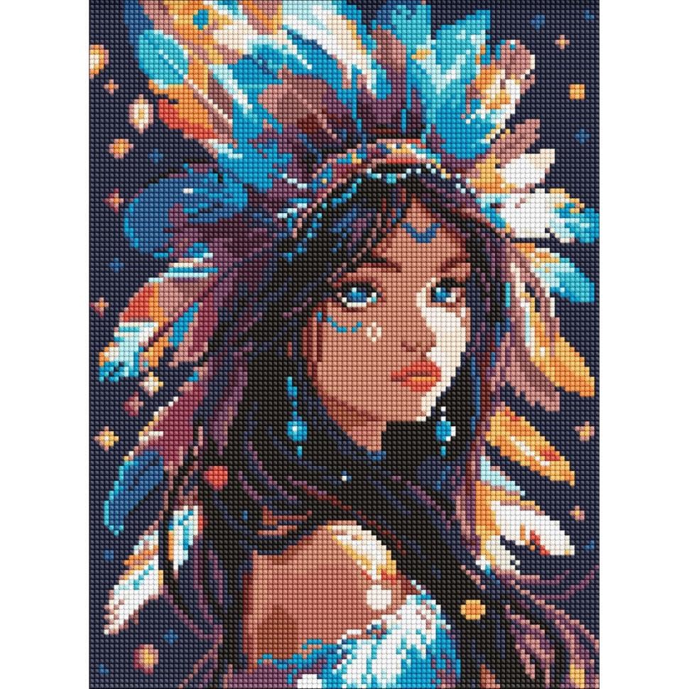 Алмазна мозаїка Ideyka Дівчина-індіанка AMO8069 30х40 см (RLT47991)