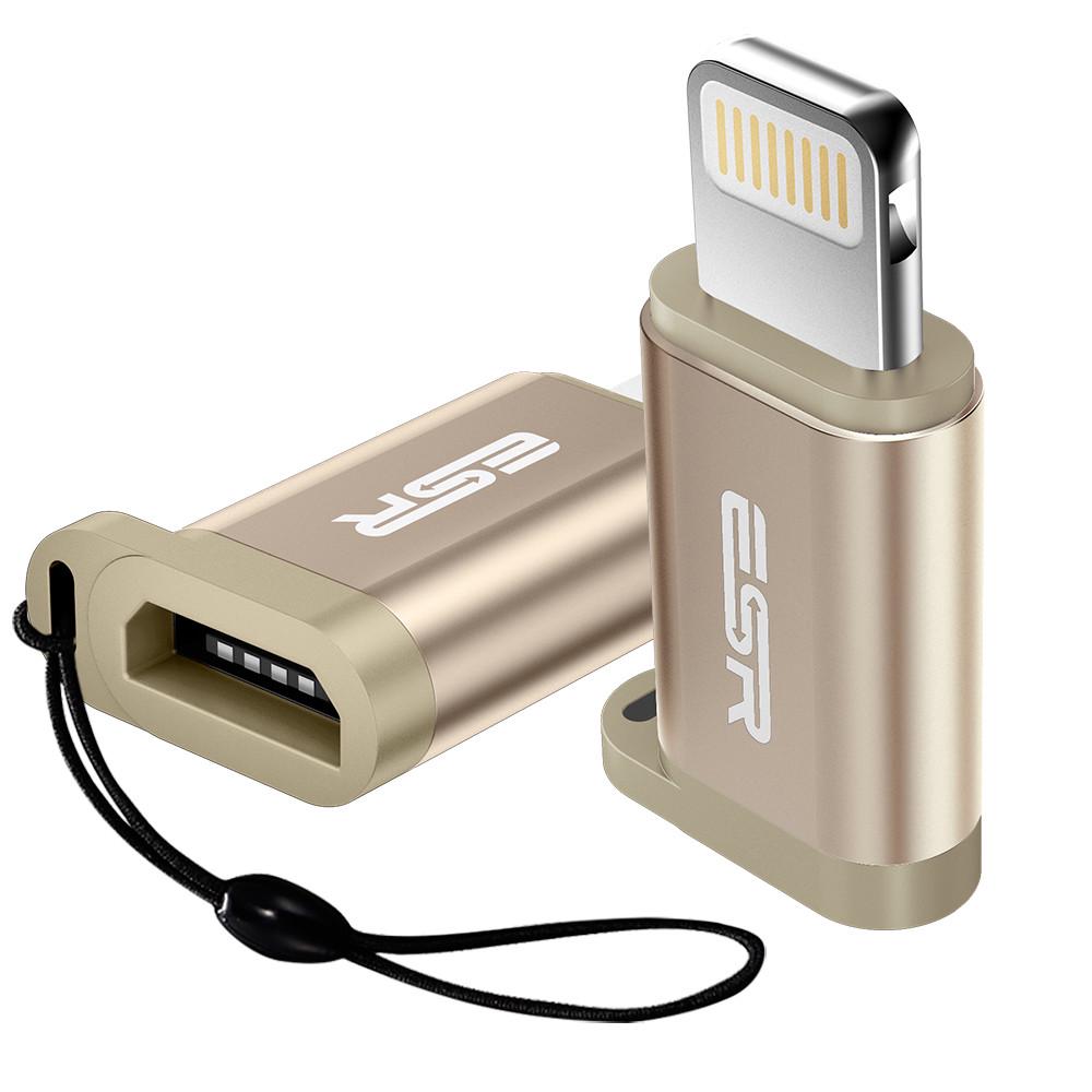 Перехідник-адаптер ESR microUSB до Lightning для iPhone Золотистий