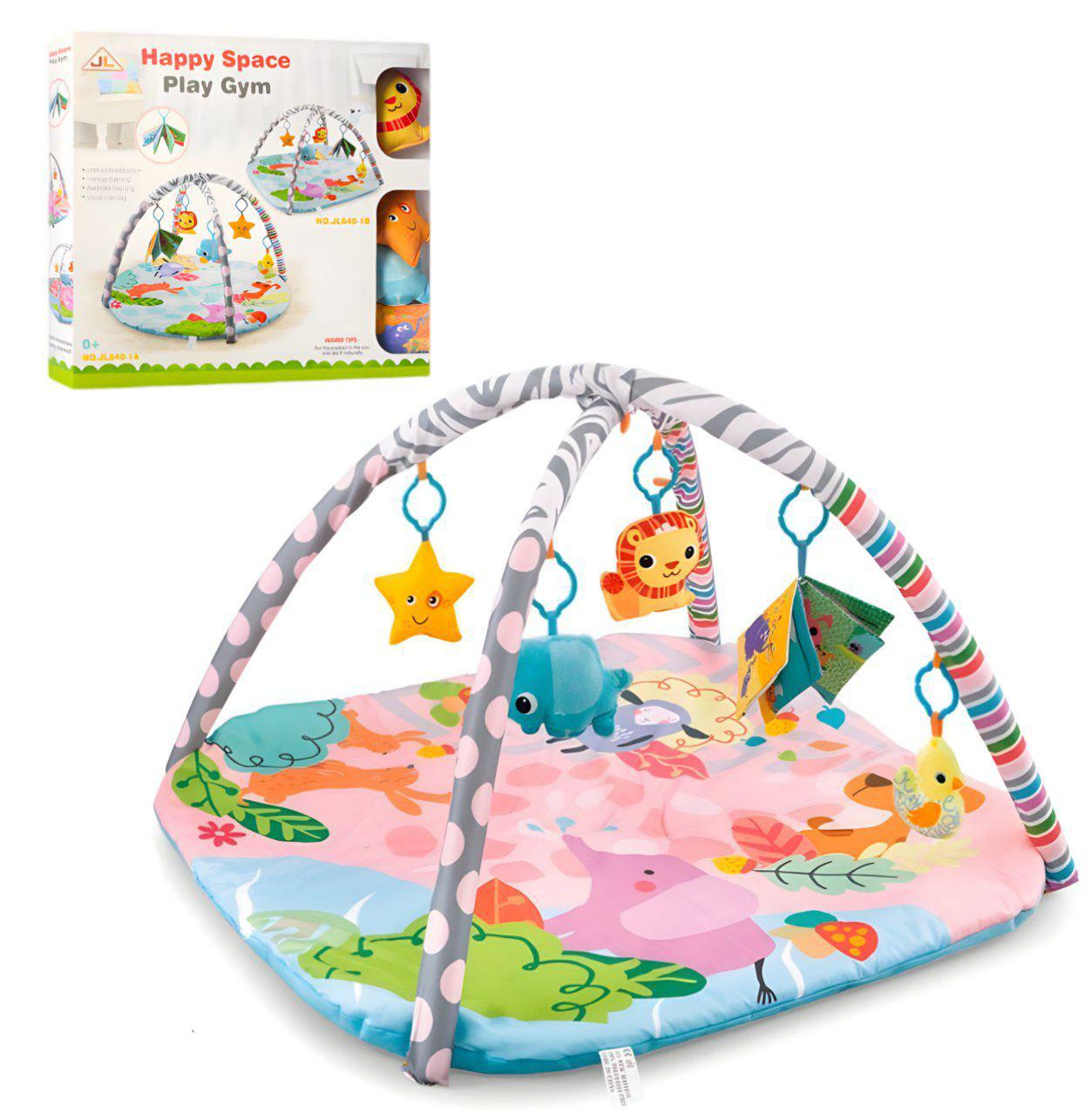 Килимок для немовлят квадратний JL640-1C з дугами/підвісними іграшками/хрусткою книжкою (25365278)
