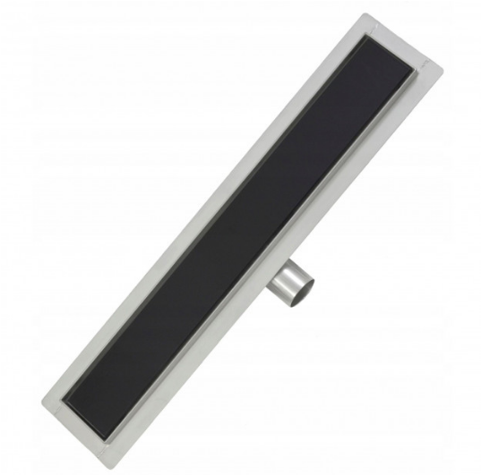 Трап душовий підлоговий з нержавіючої сталі FALA Black Glass 700х70 мм (75387)