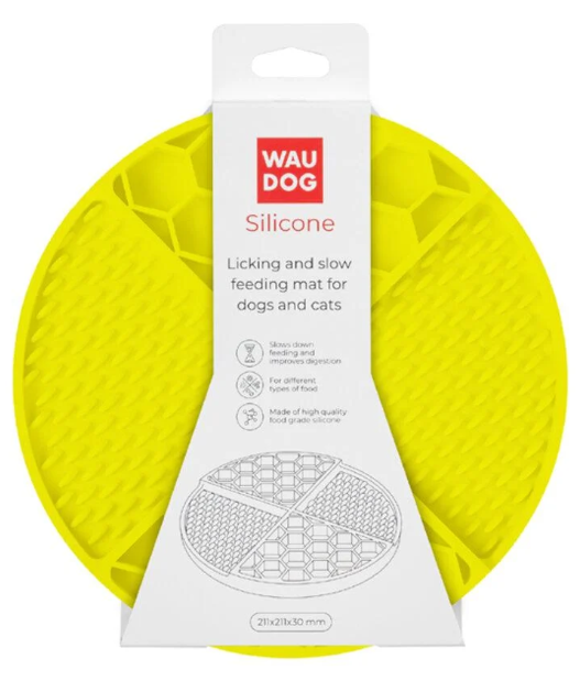 Коврик для слизывания и медленного кормления Collar WAUDOG Silicone 211х211х30 мм Желтый (Collar23508)