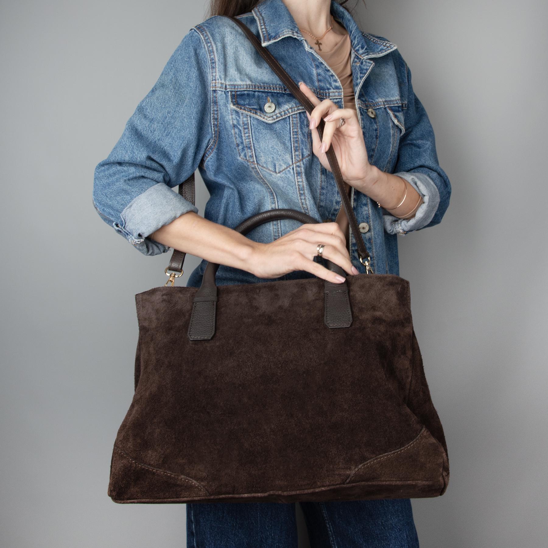 Сумка шопер жіноча замшева Virginia Conti 04108 Шоколадний (2791728682) - фото 5 Сумка шопер жіноча замшева Virginia Conti 04108 Шоколадний (2791728682) - фото 5