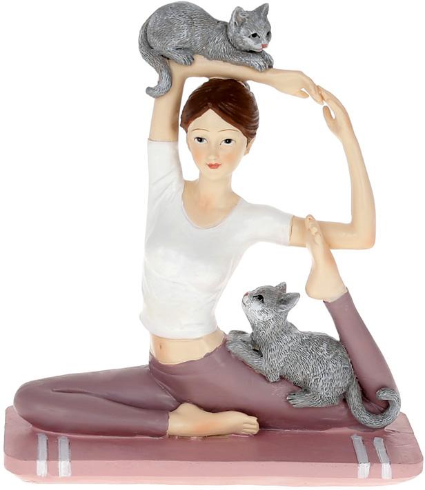 Фигурка декоративная Йогиня с Котиками 14,5х6х16 см полистоун (BD-K07-108)