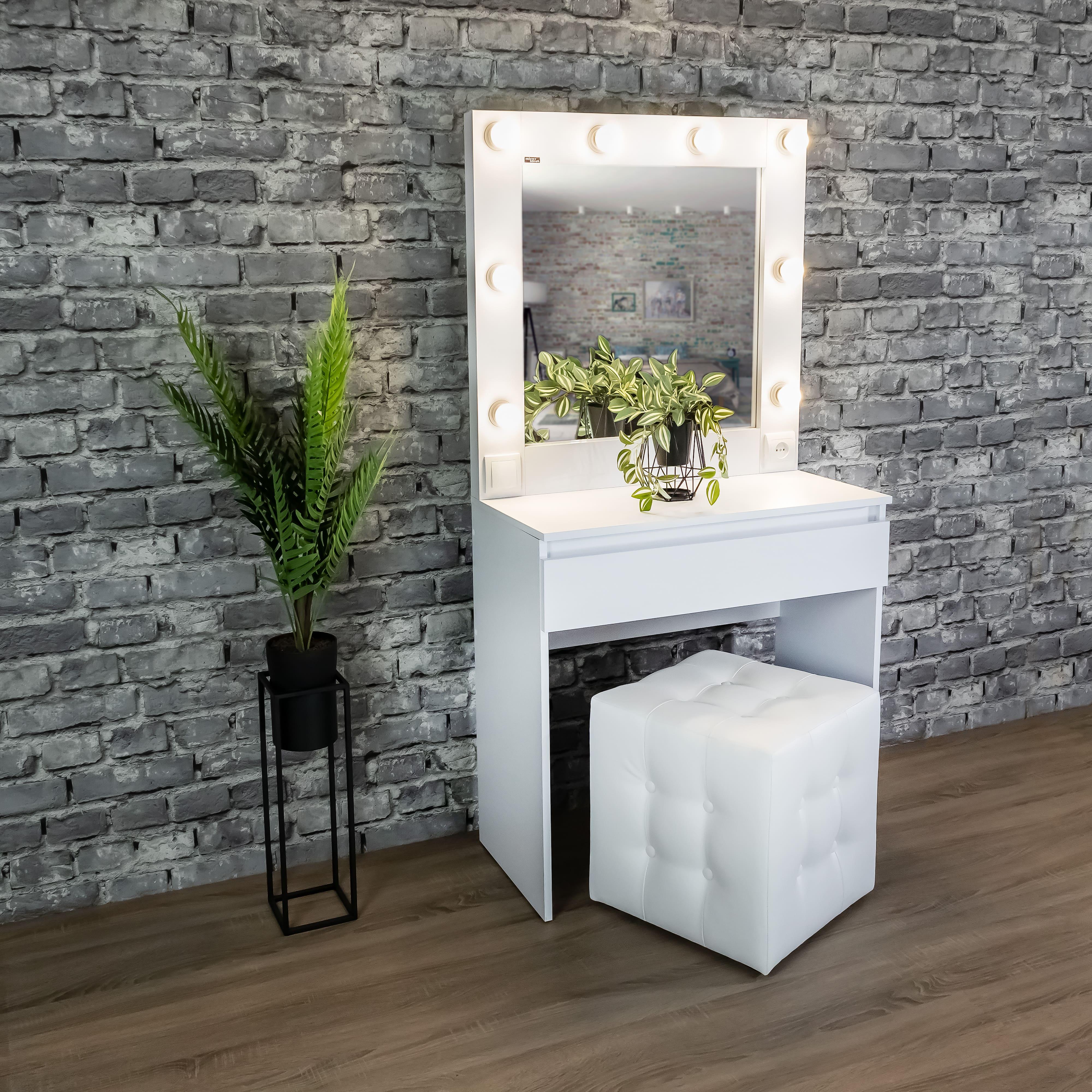 Стіл макіяжний з Led лампами 160х80х40 см Білий (01/1) - фото 8
