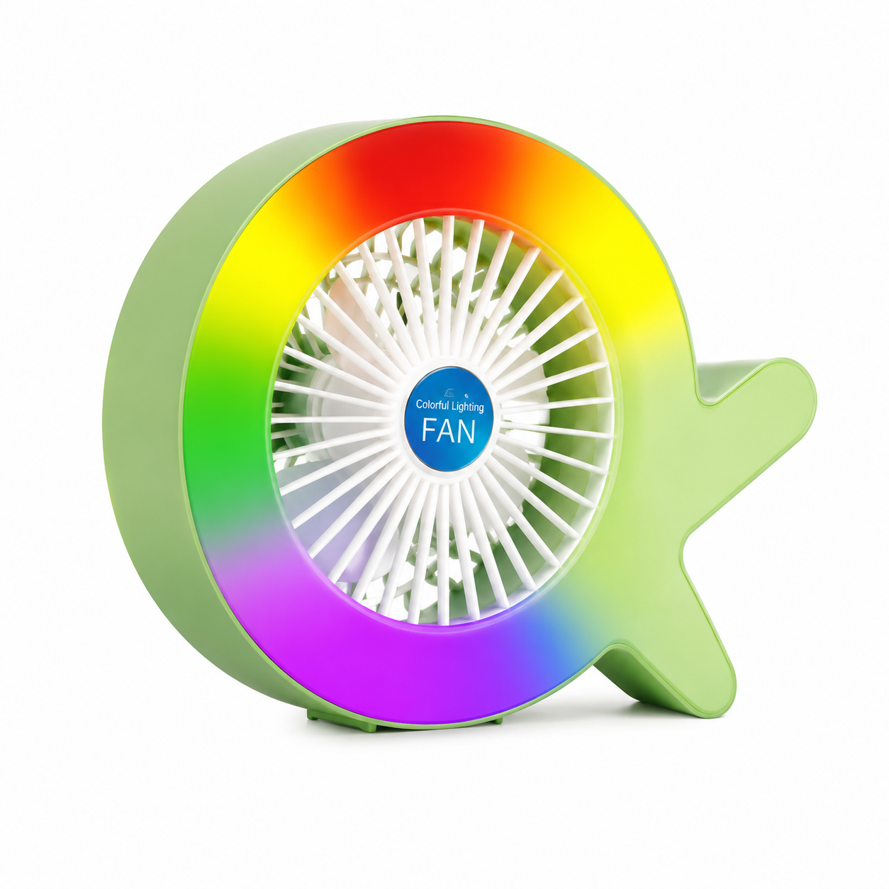 Мини-вентилятор портативный аккумуляторный с RGB-подсветкой USB Colorful Light Fan Зеленый