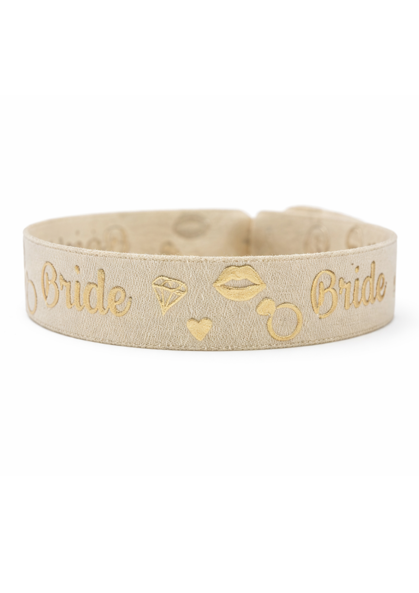 Браслет для невесты "Bride" с золотым принтом Бежевый (102)