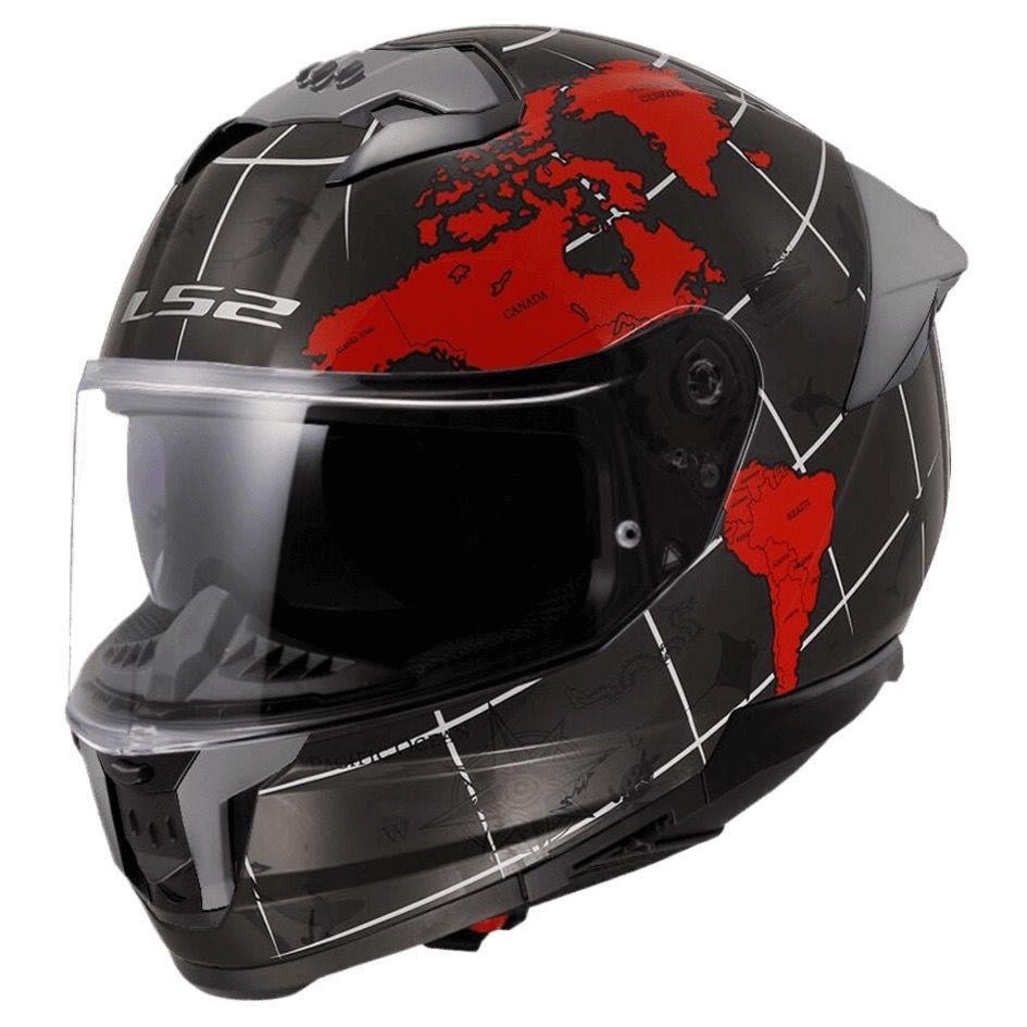 Мотошлем LS2 FF808 Stream 2 Worldmap 7C S Gloss Black/Red (47654)