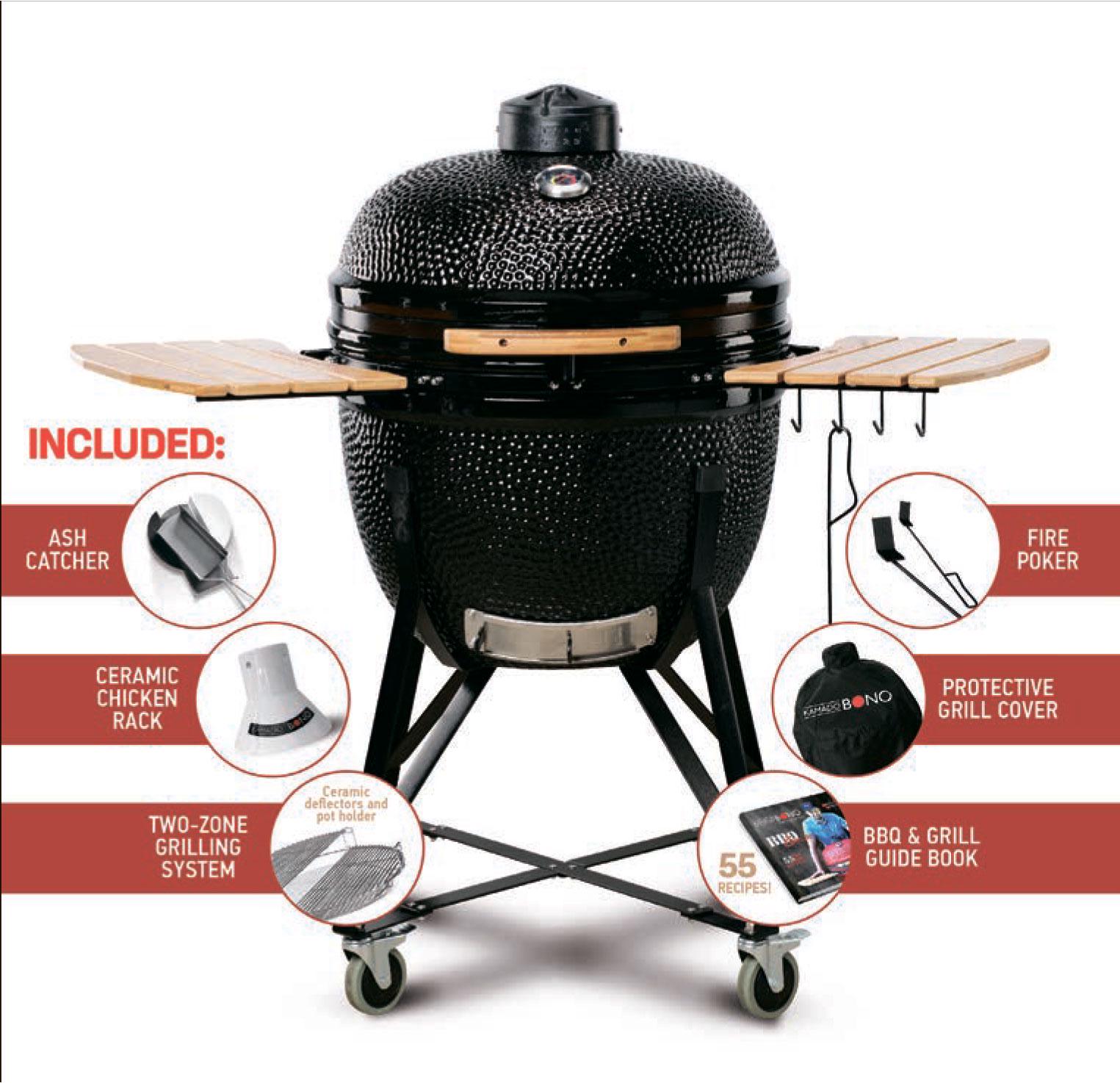 Гриль керамічний KAMADO BONO Limited 64 см Чорний (TQ0025) - фото 2