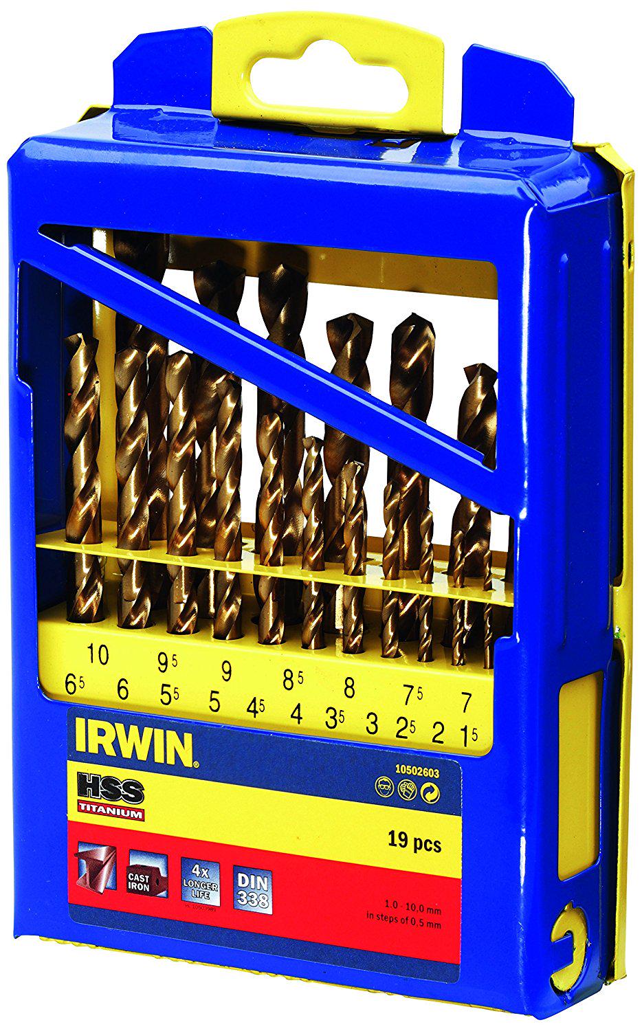 Набір свердел Irwin HSS Titanium в металевому футлярі 19 шт. (10502603)
