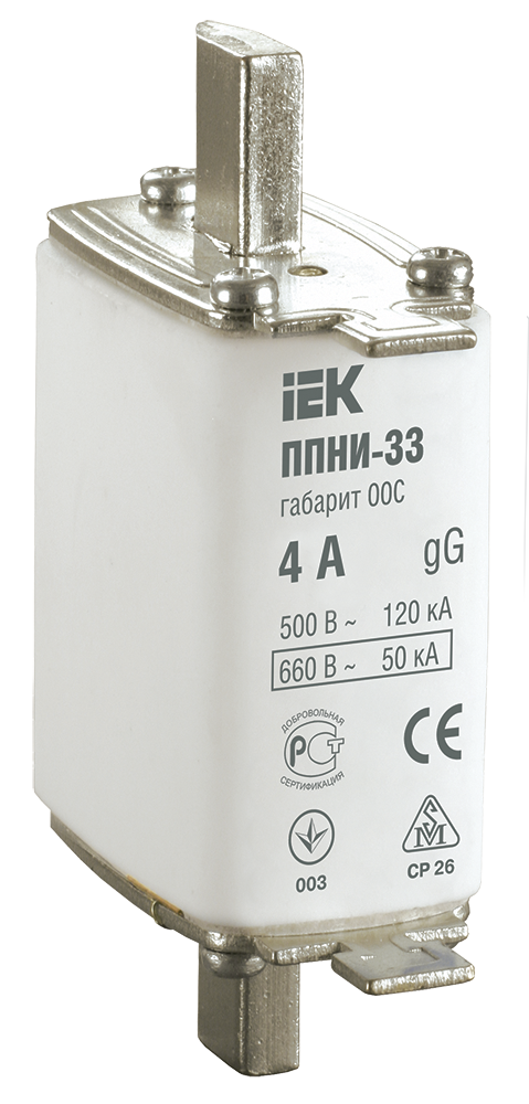Предохранитель ножевой УЕК ППНИ-33 NH00C 4A gG с плавкой вставкой (DPP11-004)