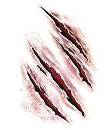 Тату временное Царапины для Halloween 10х6 см Бордовый (R-13)