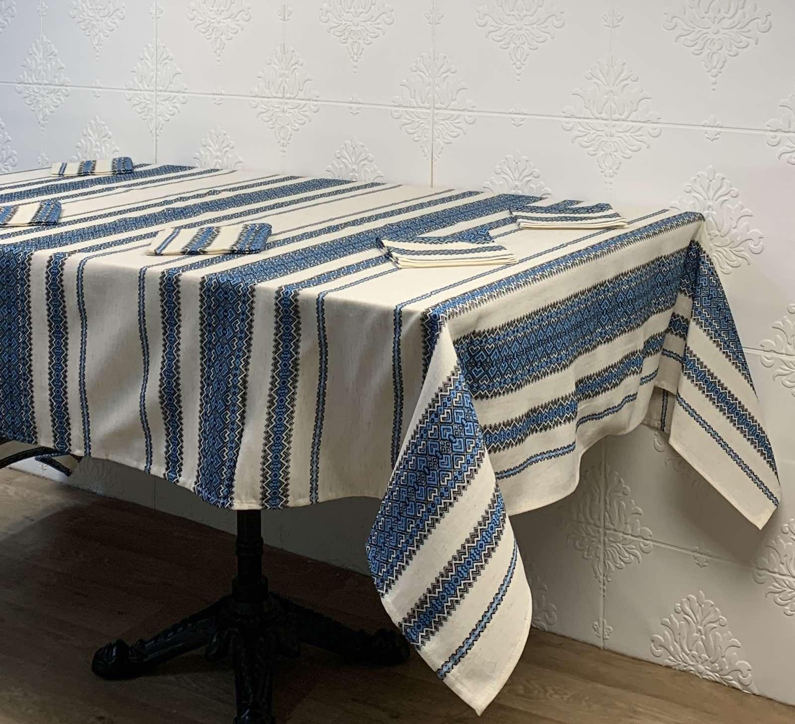 Набір святковий Едельвіка Віолетта 162-22/00 скатертина 120x140 см та серветки 32х32 см 6 шт. Блакитний (CN32016)