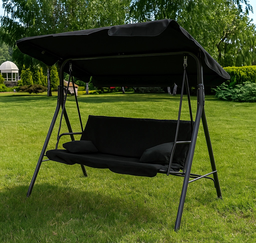 Качели LEOBRO с подушками 176х114х168 см Черный (LBSW3-D3-BLK) Качели LEOBRO с подушками 176х114х168 см Черный (LBSW3-D3-BLK)