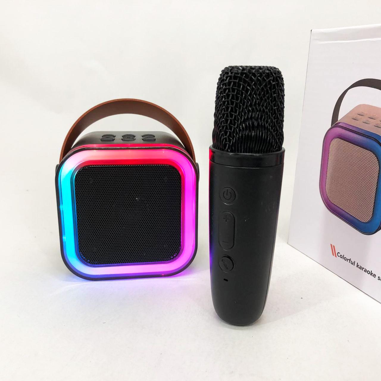 Колонка портативна з караоке мікрофоном та RGB підсвічуванням K12 /10W Bluetooth Чорний - фото 3