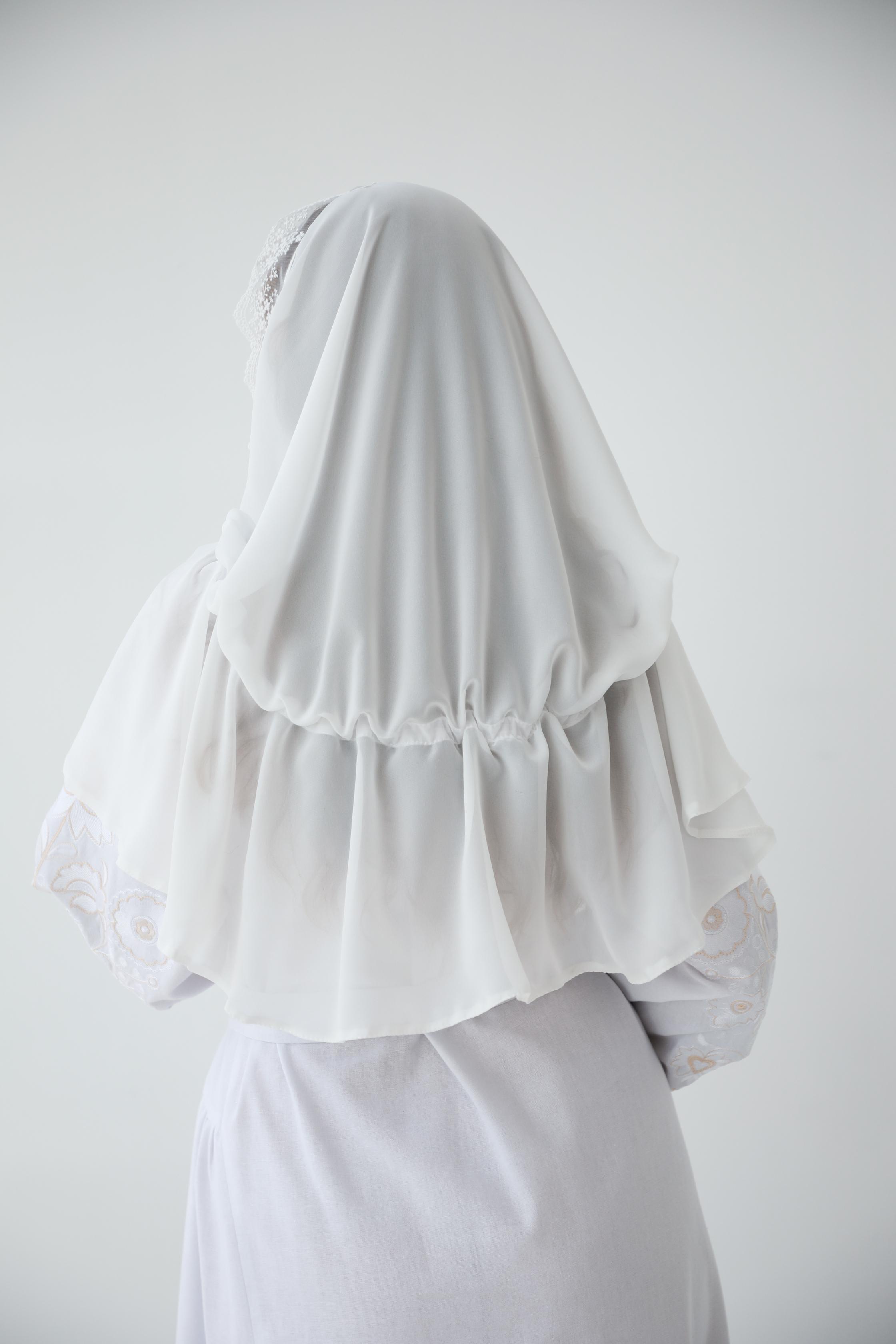 Палантин для храму на голову Білий (п028) - фото 2 Палантин для храму на голову Білий (п028) - фото 2