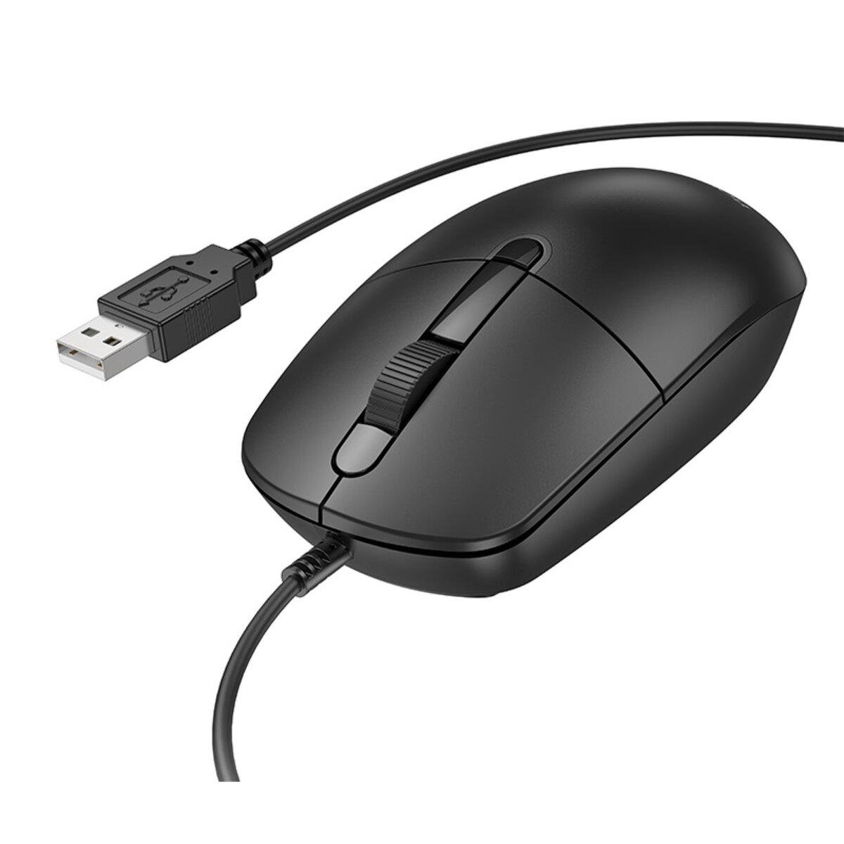 Компьютерная мышка проводная Borofone BG17 Morning business wired mouse USB 1,4 м 1600 dpi Black (6941991119125)