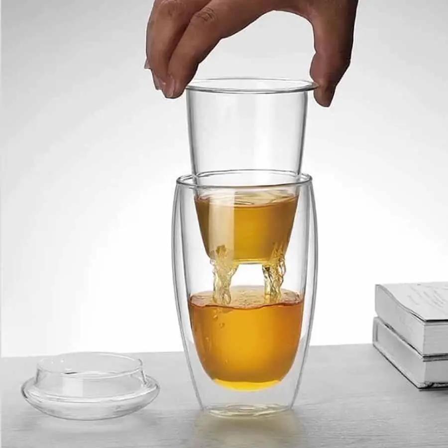 Стакан-заварник стеклянный Crane 350 мл с двойными стенками (QH-TD15) - фото 2