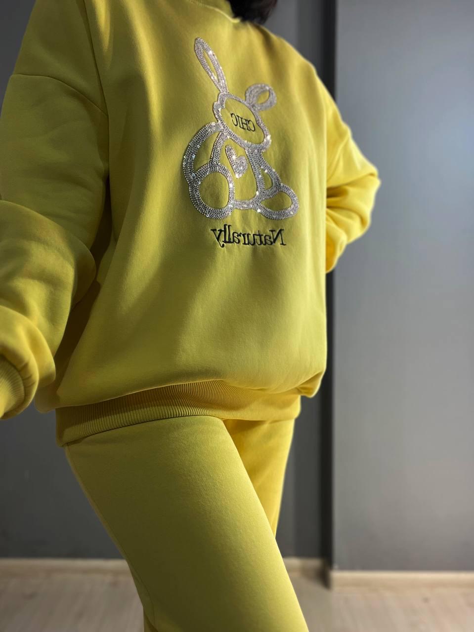 Світшот жіночий PEPPER MINT 24-05 подовжений вишивка заєць утепленний XL Жовтий (1144) - фото 6 Світшот жіночий PEPPER MINT 24-05 подовжений вишивка заєць утепленний XL Жовтий (1144) - фото 6