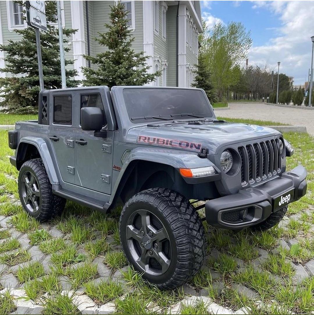 Детский электромобиль двухместный Jeep Rubicon XL 4 мотора кожаное сиденье Серый (14611019) - фото 3