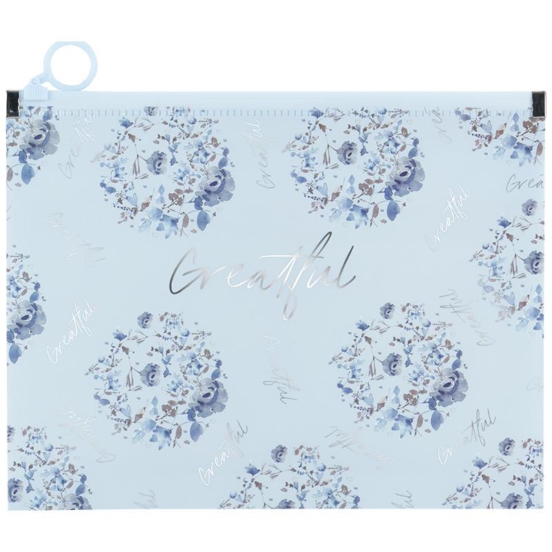Папка на молнии zip-lock Axent Flower Symphony-2 A5+ Голубой (1498-45-A)