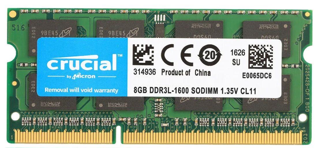 Оперативна пам'ять Crucial DDR3L SO-DIMM 8GB/1600 (CT102464BF160B.C16FPD)