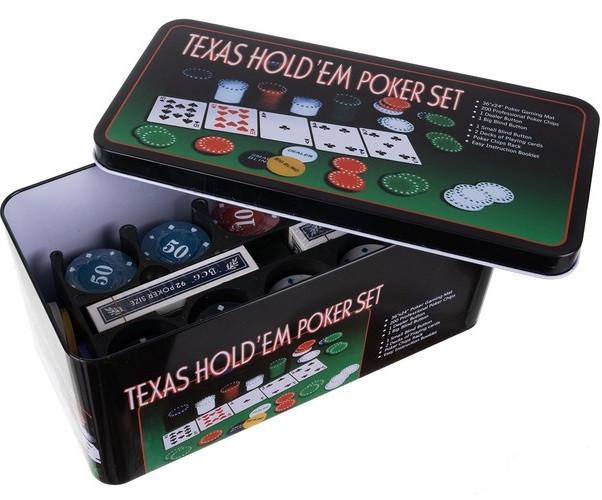 Набор для покера Iso Trade Texas Poker Set 200 жетонов/коврик/2 бревна карт (23539)