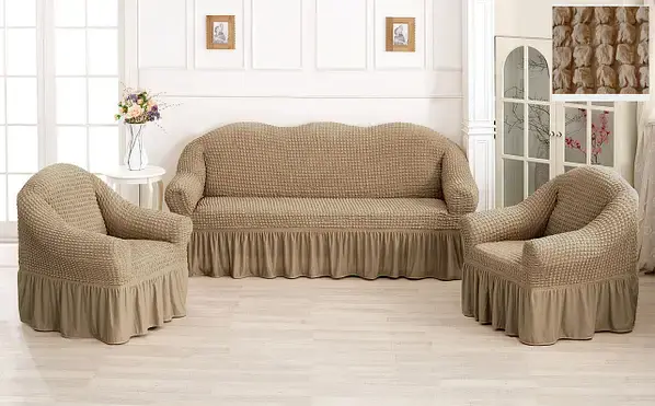Чехол натяжной на диван и два кресла (8-18-dv256147859/19)