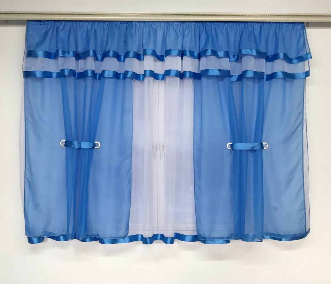 Шифонова фіранка ALBO 400x170 см Блакитний (KU-144-29)
