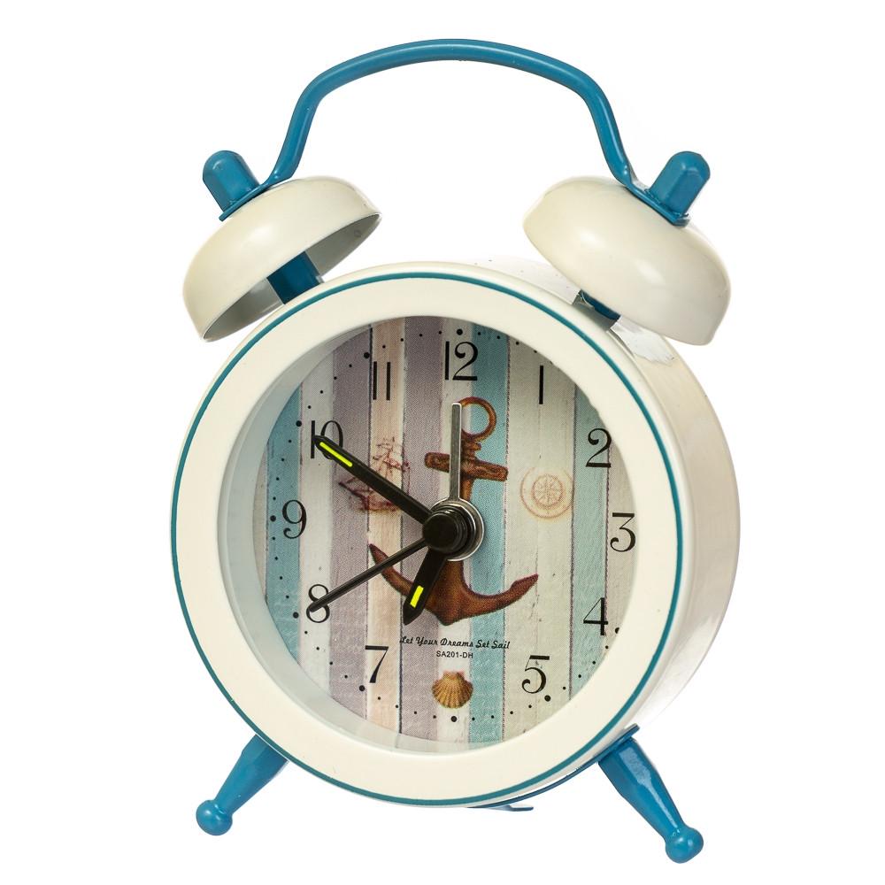 Часы-будильник Sleep Морская символика 7,5 см Белый (007AK)
