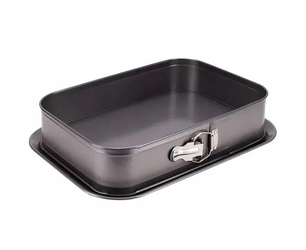 Форма роз'ємна для запікання з антипригарним покриттям Kamille КМ-6041 із вуглецевої сталі 31,5х22,5х8 см Сірий (150-84-6041)