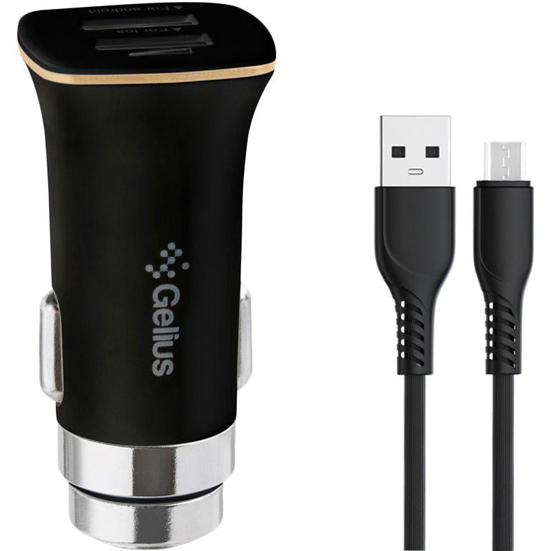 Зарядний пристрій автомобільний Gelius Apollo GP-CC01 2USB 3,1A 15W MicroUSB Black (92663)