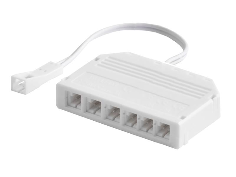 Разветвитель на 6 разъемов MINI AMP 22AWG кабель 100 мм LED Белый (4631)