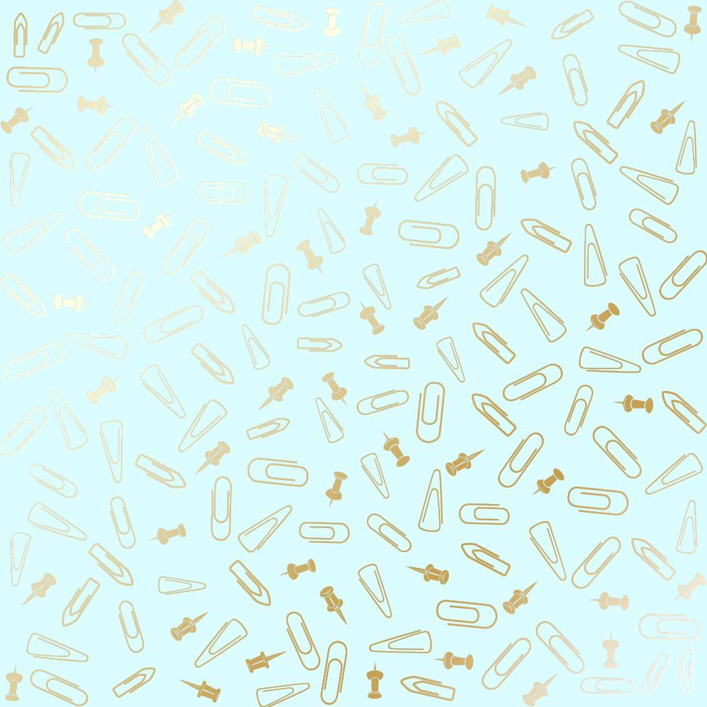 Лист бумаги односторонний Golden Drawing pins and paperclips с фольгированием 30,5х30,5 см Mint