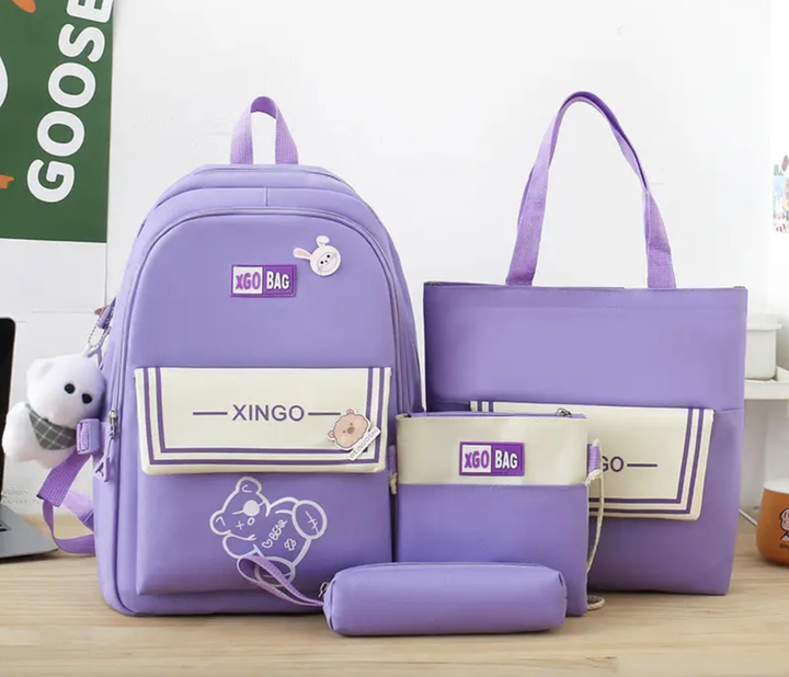 Школьный рюкзак для девочки XGO BAG 4в1 рюкзак/шоппер/пенал/сумочка Фиолетовый - фото 5 Школьный рюкзак для девочки XGO BAG 4в1 рюкзак/шоппер/пенал/сумочка Фиолетовый - фото 5