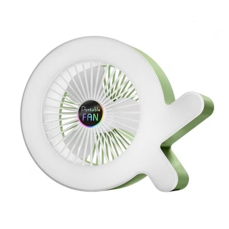 Вентилятор настольный S37 с RGB-подсветкой USB Зеленый (10452)