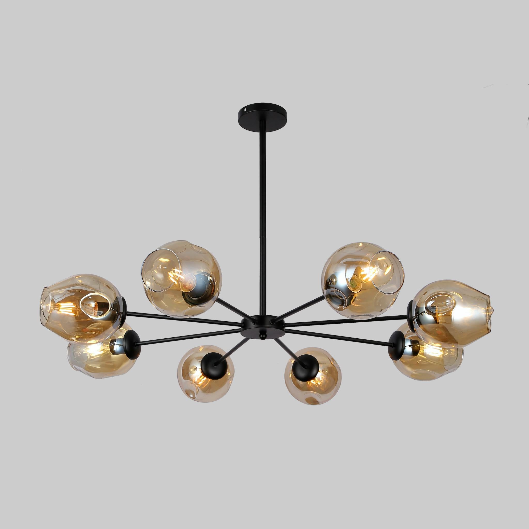 Люстра Modern Molecule на 8 ламп с кофейными плафонами Черный