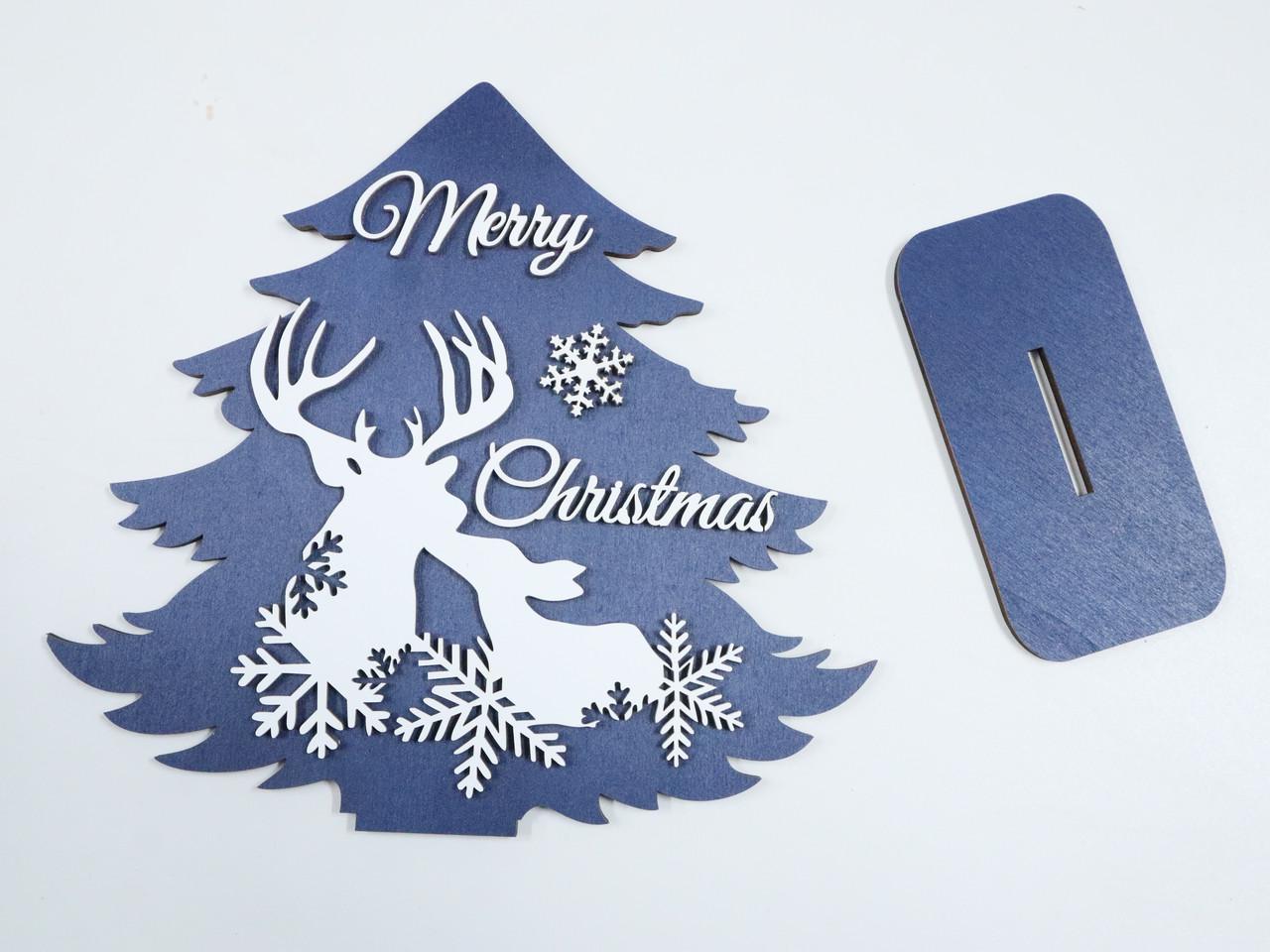 Деревянная новогодняя декорация Елочка с оленями Синий (1313329908) - фото 3 Деревянная новогодняя декорация Елочка с оленями Синий (1313329908) - фото 3