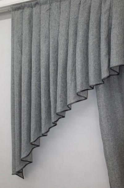 Комплект кухонний штори/ламбрекен льон 150х270 см Сірий (039к) - фото 5
