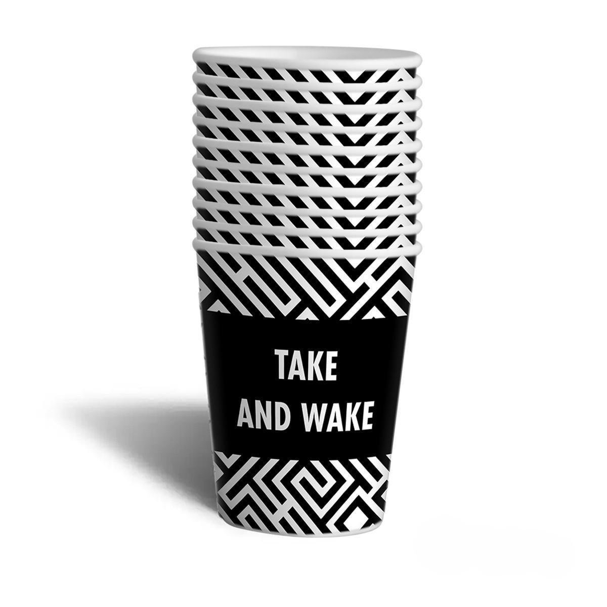 Стакан бумажный Система 98 250 мл с надписью d76 мм 50 шт. Черно-белый (0135) - фото 1