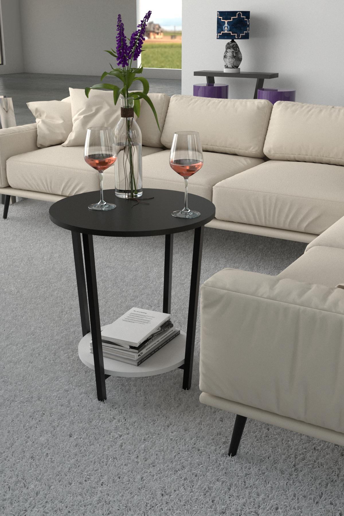 Журнальний столик EcoLoft Олива DSP-1259-7_5 в стилі лофт Білий/Чорний (30600474)